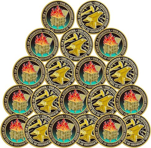 6 Pcs Dumpster Fire Challenge Coin Funny Desk Accessories Hilarious Coworker Go Away Token Hilarious Medallion Inspirational Office Gifts Staff Appreciation Gifts for Men Women in Saudi Arabia