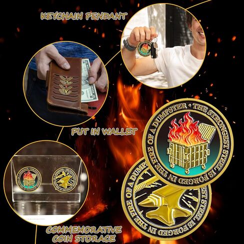 6 Pcs Dumpster Fire Challenge Coin Funny Desk Accessories Hilarious Coworker Go Away Token Hilarious Medallion Inspirational Office Gifts Staff Appreciation Gifts for Men Women in Saudi Arabia
