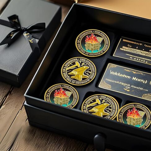 6 Pcs Dumpster Fire Challenge Coin Funny Desk Accessories Hilarious Coworker Go Away Token Hilarious Medallion Inspirational Office Gifts Staff Appreciation Gifts for Men Women in Saudi Arabia