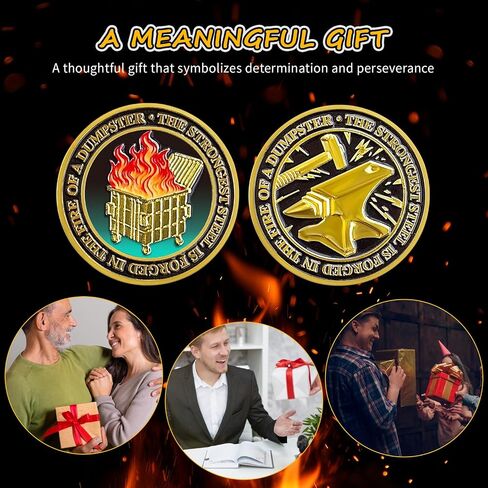 6 Pcs Dumpster Fire Challenge Coin Funny Desk Accessories Hilarious Coworker Go Away Token Hilarious Medallion Inspirational Office Gifts Staff Appreciation Gifts for Men Women in Saudi Arabia