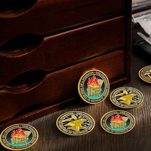 6 Pcs Dumpster Fire Challenge Coin Funny Desk Accessories Hilarious Coworker Go Away Token Hilarious Medallion Inspirational Office Gifts Staff Appreciation Gifts for Men Women in Saudi Arabia