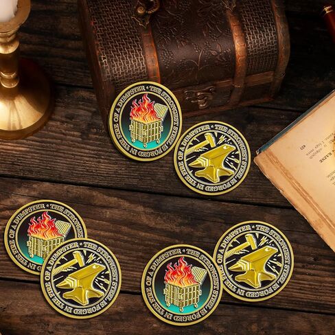 6 Pcs Dumpster Fire Challenge Coin Funny Desk Accessories Hilarious Coworker Go Away Token Hilarious Medallion Inspirational Office Gifts Staff Appreciation Gifts for Men Women in Saudi Arabia