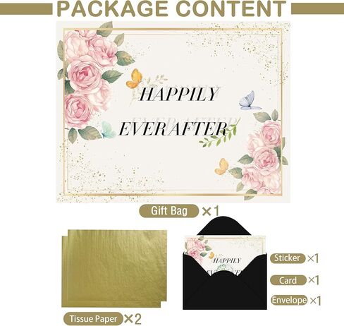 حقيبة هدايا الزفاف هههزي ، ورقة تغليف دش الزفاف - ورق الأنسجة وبطاقة الترحيب ، ورق الزفاف ، ورق هدايا هدايا هدايا للعروس لتكون مواهب المشاركة في الذكرى السنوية in Kuwait