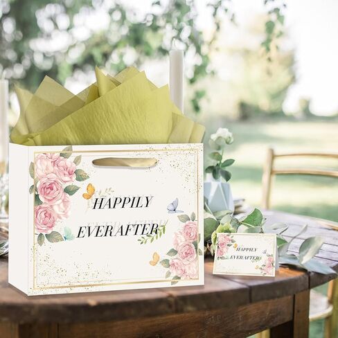 حقيبة هدايا الزفاف هههزي ، ورقة تغليف دش الزفاف - ورق الأنسجة وبطاقة الترحيب ، ورق الزفاف ، ورق هدايا هدايا هدايا للعروس لتكون مواهب المشاركة في الذكرى السنوية in Kuwait