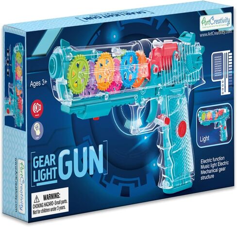 تضيء ArtCreativity Up Gear Toy Gun للأطفال ، وأسلحة الألعاب للأولاد مع التروس المتحركة ، وتأثيرات LED ، والموسيقى ، والمشاركة في البطاريات ، وتفاعلية LED TOY GUNS ، وألعاب الهدية الرائعة. in Saudi Arabia