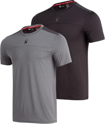 Spyder Men's Athletic T-Shirt - 2 Pack Dry Fit Short Sleeve Performance Sports Tee (S-XL) in Kuwait