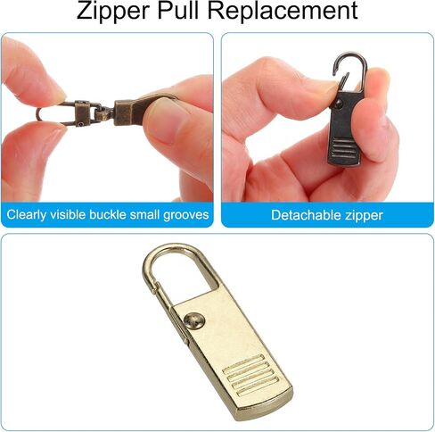 PATIKIL Zipper Pull Replacement, 8 Pcs Detachable Metal Zipper Tab Repair Kit Handle Fixer Extension for Luggage Backpacks Suitcase, Gold Tone in Saudi Arabia