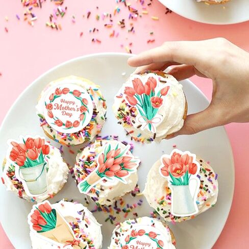 40pcs الصالحة الصالحة للأكل عيد أم سعيد Cupcake Topcake Topcake Mothers Decorations Cake Topper Bicks for Mother's Them in Kuwait