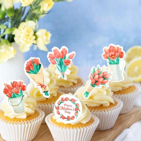40pcs الصالحة الصالحة للأكل عيد أم سعيد Cupcake Topcake Topcake Mothers Decorations Cake Topper Bicks for Mother's Them in Kuwait