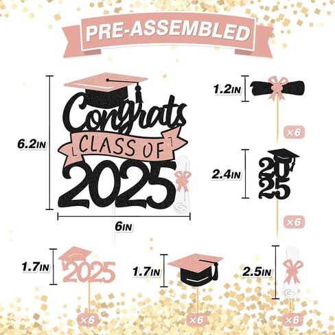 Graduation Cupcake Toppers Congrats Grad Class of 2025 Cake Decoration for We Are Proud of You Themed Graduation Cap Diploma Cake Decorations I’m Done Party Supplies 31 Pcs Sparkly Glitter Décor in Kuwait