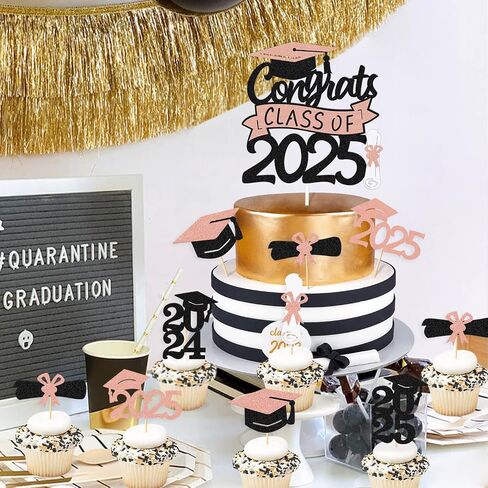 Graduation Cupcake Toppers Congrats Grad Class of 2025 Cake Decoration for We Are Proud of You Themed Graduation Cap Diploma Cake Decorations I’m Done Party Supplies 31 Pcs Sparkly Glitter Décor in Kuwait