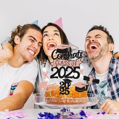Graduation Cupcake Toppers Congrats Grad Class of 2025 Cake Decoration for We Are Proud of You Themed Graduation Cap Diploma Cake Decorations I’m Done Party Supplies 31 Pcs Sparkly Glitter Décor in Kuwait