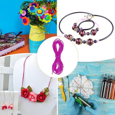 Hollow Pipe Tubing Rubber Cord, 5.5 Yards 2mm Stretchy String with 1.2mm Hole Elastic Strings Barber Cords for Jewelry Making/DIY Crafts/Necklaces/Bracelets [Reddish Purple] in Saudi Arabia