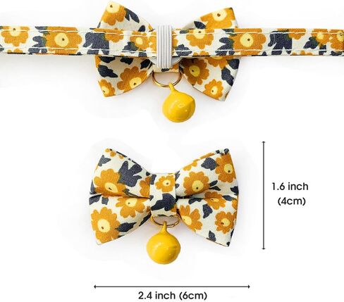 Cat Collars with Bells and Safety Release Buckle, Floral Bow Tie Kitten Collars,Pack of 2, Adjustable 20-30 cm in Kuwait