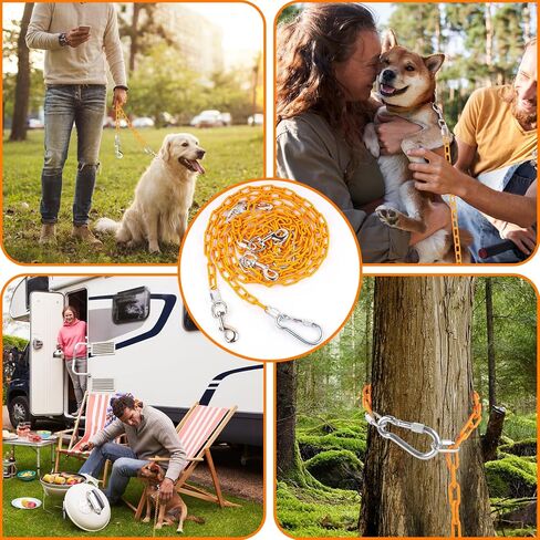 Chain Truck Bed Dog Tether for Two Dogs,Adjustable Double Safety Chew Proof Metal Truck Bed Dog Leash System for Pickup, SUV, Cars & Trucks (Yellow) in Saudi Arabia