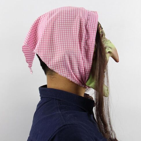 Old Woman Witch Mask Creepy Scray Green Witch Face Mask with Hair and Hat Wizard Dress up Mask Halloween Cosplay Costume in Saudi Arabia
