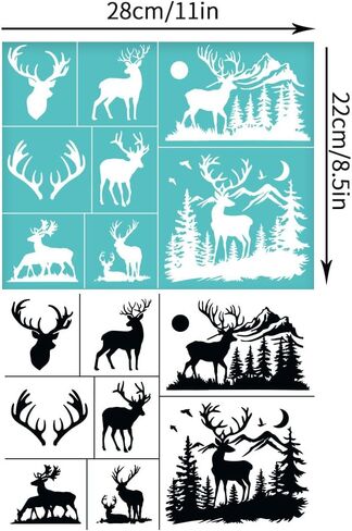 Olycraft 2pcs 11x8.6 بوصة نمط الغزلان النمط ذاتيًا شاشة حريرية طباعة شاشة الاستنسل شبكات الغابات in Kuwait