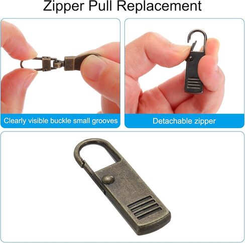 PATIKIL Zipper Pull Replacement, 8 Pcs Detachable Metal Zipper Tab Repair Kit Handle Fixer Extension for Luggage Backpacks Suitcase, Gold Tone in Saudi Arabia