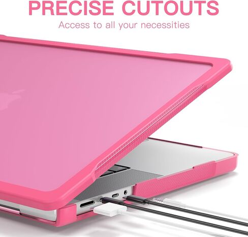 Mektron Upgrade Durable Case for MacBook Pro 14 INCH M1 A2442/ M2 A2779/ M3 A2918/A2992 /M4 A3112 A3401 A3185 Pro/Max (2021/2023/2024), Carbon Fiber Edges Shockproof Hard Shell, C-Pink in Saudi Arabia