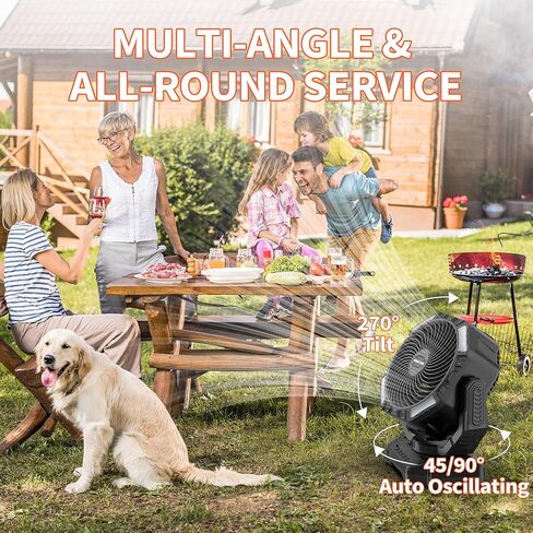 MORECORE 20000mAh Battery Operated Camping Fan with Light, 68HRS Running, Powerful 4 Speeds & Auto Oscillating, with Timer & Hook, for Travel Tent RV Emergency Hurricane Jobsite Garage-Orange in Kuwait