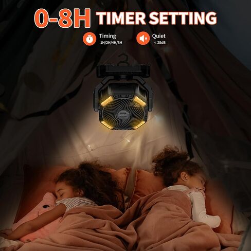 MORECORE 20000mAh Battery Operated Camping Fan with Light, 68HRS Running, Powerful 4 Speeds & Auto Oscillating, with Timer & Hook, for Travel Tent RV Emergency Hurricane Jobsite Garage-Orange in Kuwait