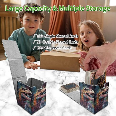 لصندوق سطح السفينة MTG Commander ، صندوق تخزين البطاقات يناسب 100+ بطاقات بأكمام ، PU LEATHER LEADE كبيرة الحجم قوة مغناطيسات سطح السفينة لحالة ألعاب اللوحة MAGIC MTG TCG CCG ، الديناصورات in Kuwait