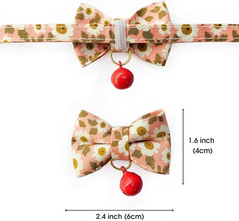 Cat Collars with Bells and Safety Release Buckle, Floral Bow Tie Kitten Collars,Pack of 2, Adjustable 20-30 cm in Kuwait