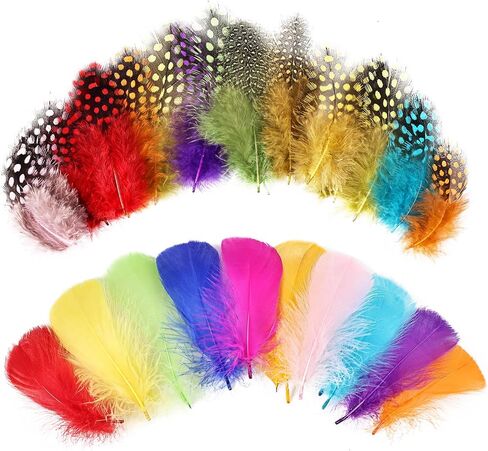 MehelloFeather Colorful Feathers 2 Style Craft Feathers 120Pcs for Handmade DIY Wedding Family Party Decorations Mixed Natural Feathers in Kuwait