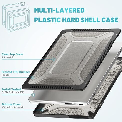 Mektron Upgrade Durable Case for MacBook Pro 14 INCH M1 A2442/ M2 A2779/ M3 A2918/A2992 /M4 A3112 A3401 A3185 Pro/Max (2021/2023/2024), Carbon Fiber Edges Shockproof Hard Shell, C-Pink in Saudi Arabia