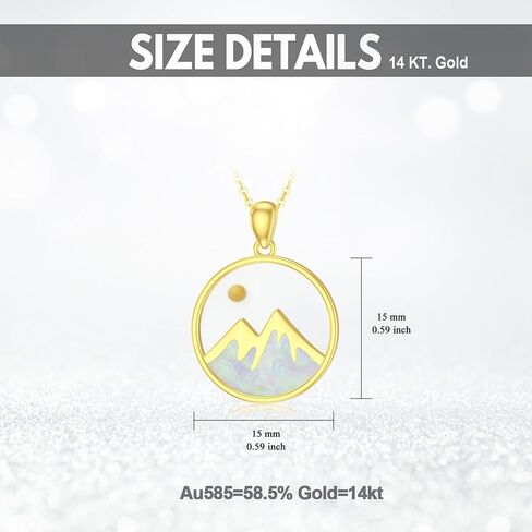 SISGEM Solid 14K Gold Mustard Seed Mountain Necklace for Women,14kt Real Gold Mustard Seed Faith Pendant Necklace Christian Jewelry Gifts Christmas Birthday,16+2 inch in Saudi Arabia
