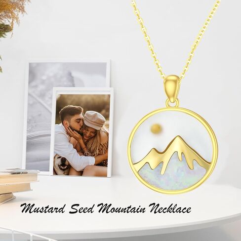 SISGEM Solid 14K Gold Mustard Seed Mountain Necklace for Women,14kt Real Gold Mustard Seed Faith Pendant Necklace Christian Jewelry Gifts Christmas Birthday,16+2 inch in Saudi Arabia