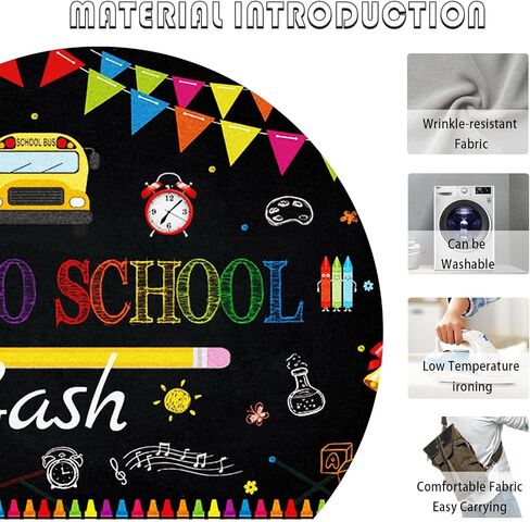 7x5ft Back to School Bash Backdrop Chalkboard Welcome Back to School Background for Photography Bus Books and Colored Pencils Flags Decorations Banner in Kuwait