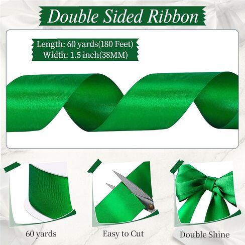 Ivory Ribbon 1 1/2 inch 60 Yards Double Faced Cream Satin Ribbon for Flower Bouquet Making Leis Gift Wrapping Wedding Bridal Baby Shower Home Decorations in Saudi Arabia