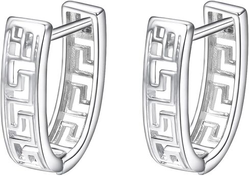 Huggie Hoop Greek Earrings For Women Unique 14K Gold Plated Cutout U Shaped Earrings Jewelry in Saudi Arabia