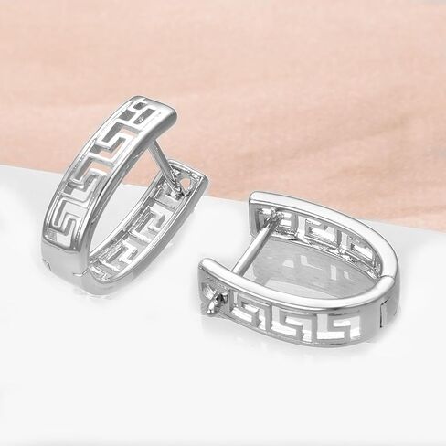 Huggie Hoop Greek Earrings For Women Unique 14K Gold Plated Cutout U Shaped Earrings Jewelry in Saudi Arabia