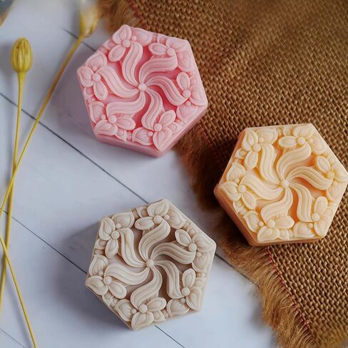 Hexagon Flower Silicone Soap Mold,DIY Chocolate Cake Molds,Aroma Plaster Diffuser Resin Craft Mould,Silicone Mold for Soap in Kuwait