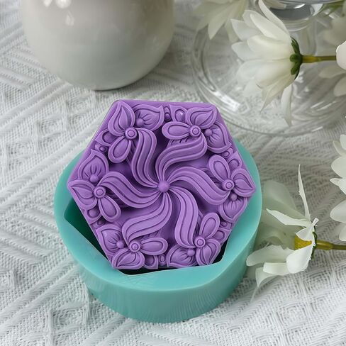 Hexagon Flower Silicone Soap Mold,DIY Chocolate Cake Molds,Aroma Plaster Diffuser Resin Craft Mould,Silicone Mold for Soap in Kuwait