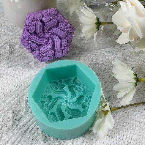 Hexagon Flower Silicone Soap Mold,DIY Chocolate Cake Molds,Aroma Plaster Diffuser Resin Craft Mould,Silicone Mold for Soap in Kuwait