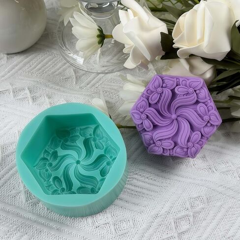 Hexagon Flower Silicone Soap Mold,DIY Chocolate Cake Molds,Aroma Plaster Diffuser Resin Craft Mould,Silicone Mold for Soap in Kuwait