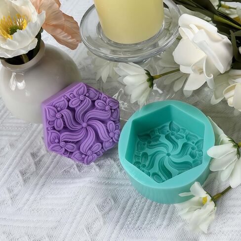 Hexagon Flower Silicone Soap Mold,DIY Chocolate Cake Molds,Aroma Plaster Diffuser Resin Craft Mould,Silicone Mold for Soap in Kuwait