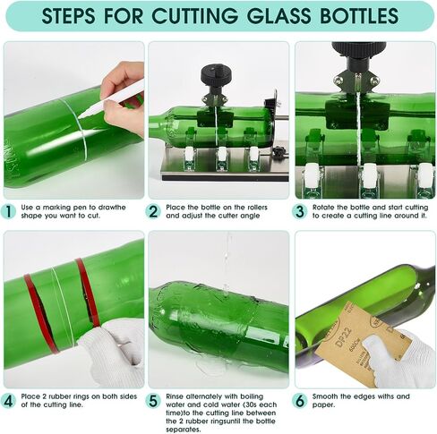 DLLCCM Wine Bottle Cutter - Upgraded Glass Bottle Cutter Set Glass Bottle Cutter for All Shapes, Wine Bottle Cutter Tools, Curved Glass Cutting Tool for Round and Square Bottles, Bottle DIY Craft Kit in Saudi Arabia