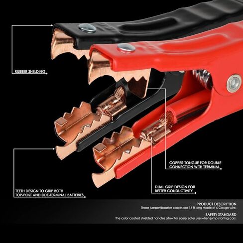 DNA Motoring BBC-T1 Heavy Duty 12ft 10Gauge Booster Cable Power Jumper 200Amp in Kuwait