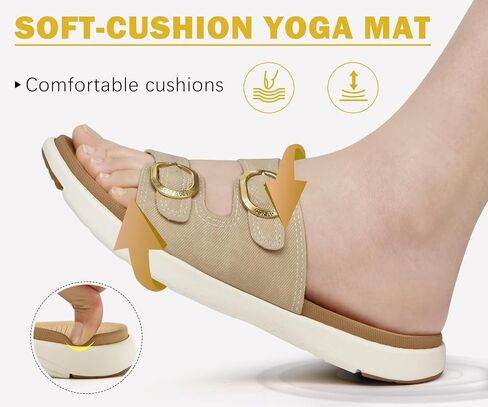 COFACE Womens Orthotic Slides Comfort Plantar Fasciitis Arch Support Slip on Flat Sandals Ladies Soft Cushion Fashion Yoga Mat Slippers With Adjustable Straps in Kuwait