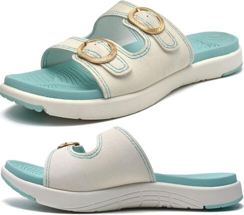 COFACE Womens Orthotic Slides Comfort Plantar Fasciitis Arch Support Slip on Flat Sandals Ladies Soft Cushion Fashion Yoga Mat Slippers With Adjustable Straps in Saudi Arabia