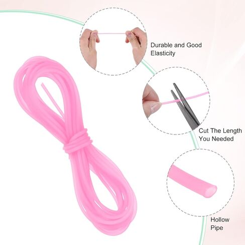 Hollow Pipe Tubing Rubber Cord, 5.5 Yards 2mm Stretchy String with 1.2mm Hole Elastic Strings Barber Cords for Jewelry Making/DIY Crafts/Necklaces/Bracelets [Reddish Purple] in Saudi Arabia
