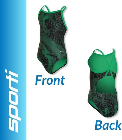 بدلة سباحة Sporti HydroLast قطعة واحدة بشريط رفيع للشباب (22-28) - بدلة سباحة ملهمة للبنات - مقاومة للكلور، UBF50+ in Kuwait