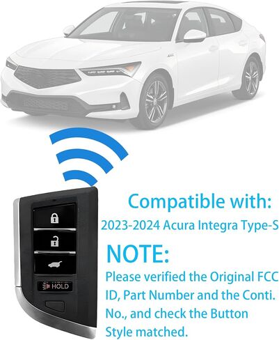 Smart Key Fob for Acura Integra 2022-2024, Alliskeys Proximity Key Fob Replacement for Acura 2023-2024 KR5TP-2 A3C0882310000 72147-3S5-A01 in Saudi Arabia