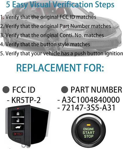 Smart Key Fob for Acura Integra 2022-2024, Alliskeys Proximity Key Fob Replacement for Acura 2023-2024 KR5TP-2 A3C0882310000 72147-3S5-A01 in Saudi Arabia