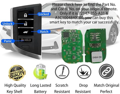 Smart Key Fob for Acura Integra 2022-2024, Alliskeys Proximity Key Fob Replacement for Acura 2023-2024 KR5TP-2 A3C0882310000 72147-3S5-A01 in Saudi Arabia