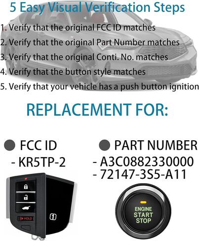 Smart Key Fob for Acura Integra 2022-2024, Alliskeys Proximity Key Fob Replacement for Acura 2023-2024 KR5TP-2 A3C0882310000 72147-3S5-A01 in Saudi Arabia